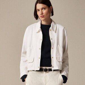 NWT J CREW Short Barn Jacket White Cotton Lyocell Twill Women's MEDIUM